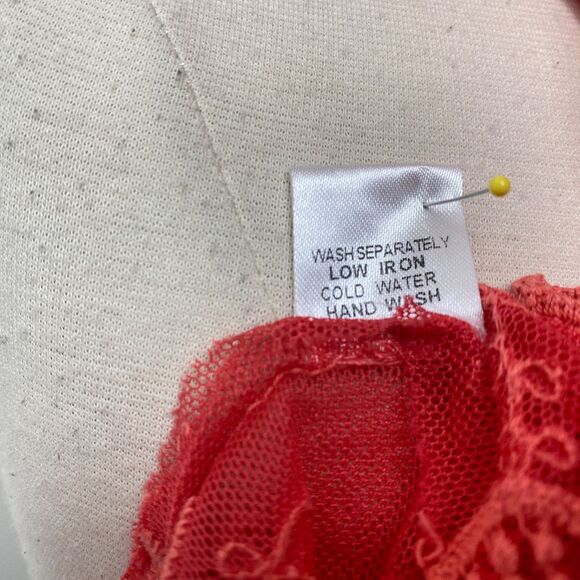 Janet Paris Orange Embroidered Mesh Top Tunic Large Studs Mesh Festival Boho - Picture 12 of 12